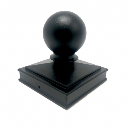 Aluminium Ball Cap for 100x100mm Post - Powder Coated Matte Black - aluminium ball cap for 100x100mm post powder coated matte black - 1    - Gate Warehouse