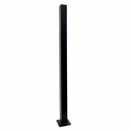 Heavy Duty Bolt Down Flange Base Plated Fencing Post with Cap (Powder Coated Matte Black) - heavy duty flanged fencing post with cap powder coated matte black - 1    - Gate Warehouse