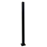 Heavy Duty Bolt Down Flange Base Plated Fencing Post with Cap (Powder Coated Matte Black)