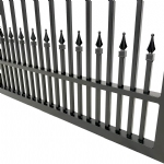 V0CWDB - Curved Arch Top (Double Spears) - Double Aluminium Driveway Gates - Double Swing Gates - Matte Black