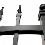 V0CWDB - Curved Arch Top (Double Spears) - Double Aluminium Driveway Gates - Double Swing Gates - Matte Black