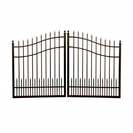 V0CWDB - Curved Arch Top (Double Spears) - Double Aluminium Driveway Gates - Double Swing Gates - Matte Black - v0cwdb curved arch top double spears double aluminium driveway gates double swing gates matte black - 1    - Gate Warehouse