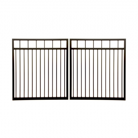 V0FDDB - Flat Top (Double Top Rail) - Double Aluminium Driveway Gates - Double Swing Gates - Matte Black -   H: 1150 mm W: 2420 mm (1210mm x 2) - Gate Warehouse