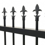 V0FSPB - Spear Top (Fleur-de-lis) - Aluminium Pedestrian / Side Gate (Single Swing Gate) - Matte Black