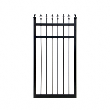 V0FSPB - Spear Top (Fleur-de-lis) - Aluminium Pedestrian / Side Gate (Single Swing Gate) - Matte Black -   H: 1700 mm W: 0760 mm - Gate Warehouse