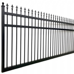 V0FSSB - Spear Top (Fleur-de-lis) - Single Aluminium Driveway Gate - Single Sliding Gate - Matte Black