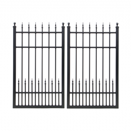 V0FWDB - Flat Top (Double Spears) - Double Aluminium Driveway Gates - Double Swing Gates - Matte Black - v0fwdb flat top double spears double aluminium driveway gates double swing gates matte black - 3    - Gate Warehouse