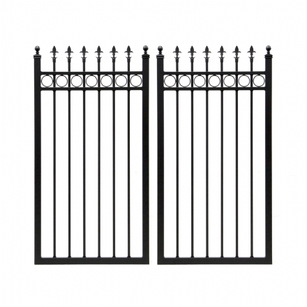 V0RSDB - Ring and Spear Top (Fleur-de-lis) - Aluminium Double Swing Gates - Matte Black - v0rsdb ring and spear top fleur de lis aluminium double swing gates matte black - 1    - Gate Warehouse