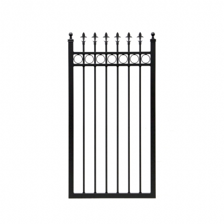 V0RSPB - Ring and Spear Top (Fleur-de-lis) - Aluminium Pedestrian / Side Gate - Matte Black -   H: 1150 mm W: 0960 mm - Gate Warehouse