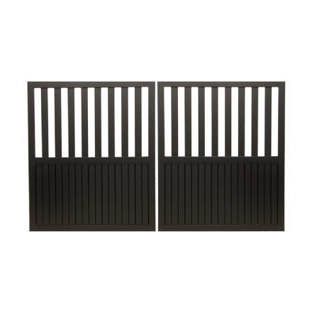 V5FFDB - Flat Top (Partial Privacy approx.50%) - Double Aluminium Driveway Gates - Double Swing Gates - Matte Black - v5ffdb flat top partial privacy approx50 double aluminium driveway gates double swing gates black matt - 1    - Gate Warehouse