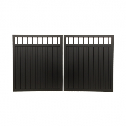 V8FFDB - Flat Top (Partial Privacy approx.85%) - Double Aluminium Driveway Gates - Double Swing Gates - Matte Black - v8ffdb flat top partial privacy approx85 double aluminium driveway gates double swing gates black matt - 1    - Gate Warehouse