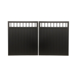 V8FFDB - Flat Top (Partial Privacy approx.85%) - Double Aluminium Driveway Gates - Double Swing Gates - Matte Black