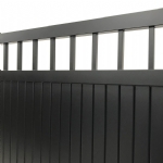 V8FFDB - Flat Top (Partial Privacy approx.85%) - Double Aluminium Driveway Gates - Double Swing Gates - Matte Black