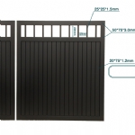 V8FFDB - Flat Top (Partial Privacy approx.85%) - Double Aluminium Driveway Gates - Double Swing Gates - Matte Black